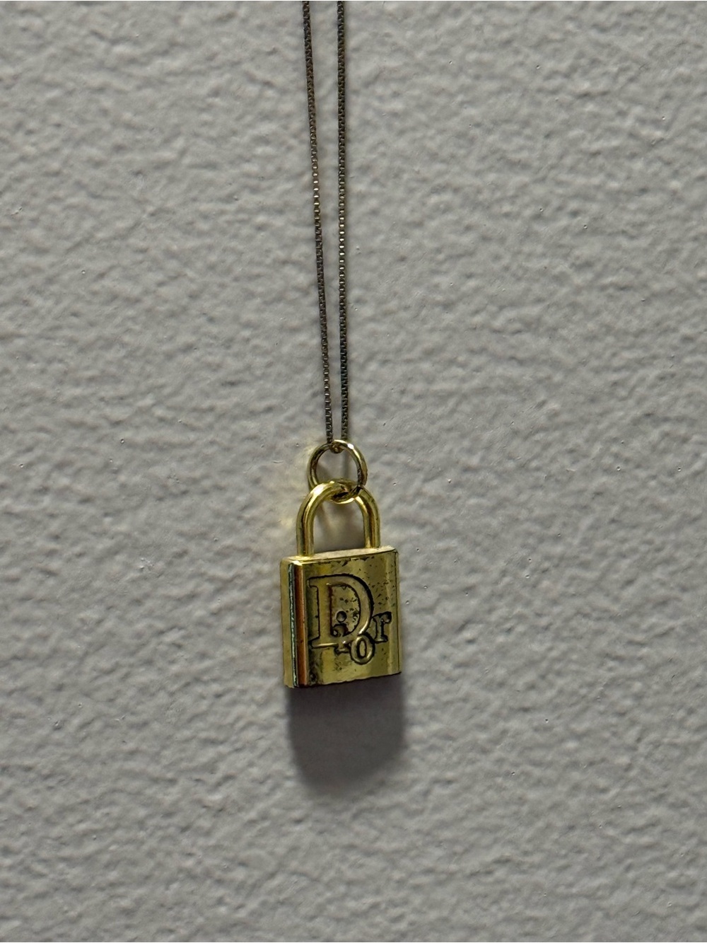 Repurposed Dior Gold Padlock Pendant Necklace